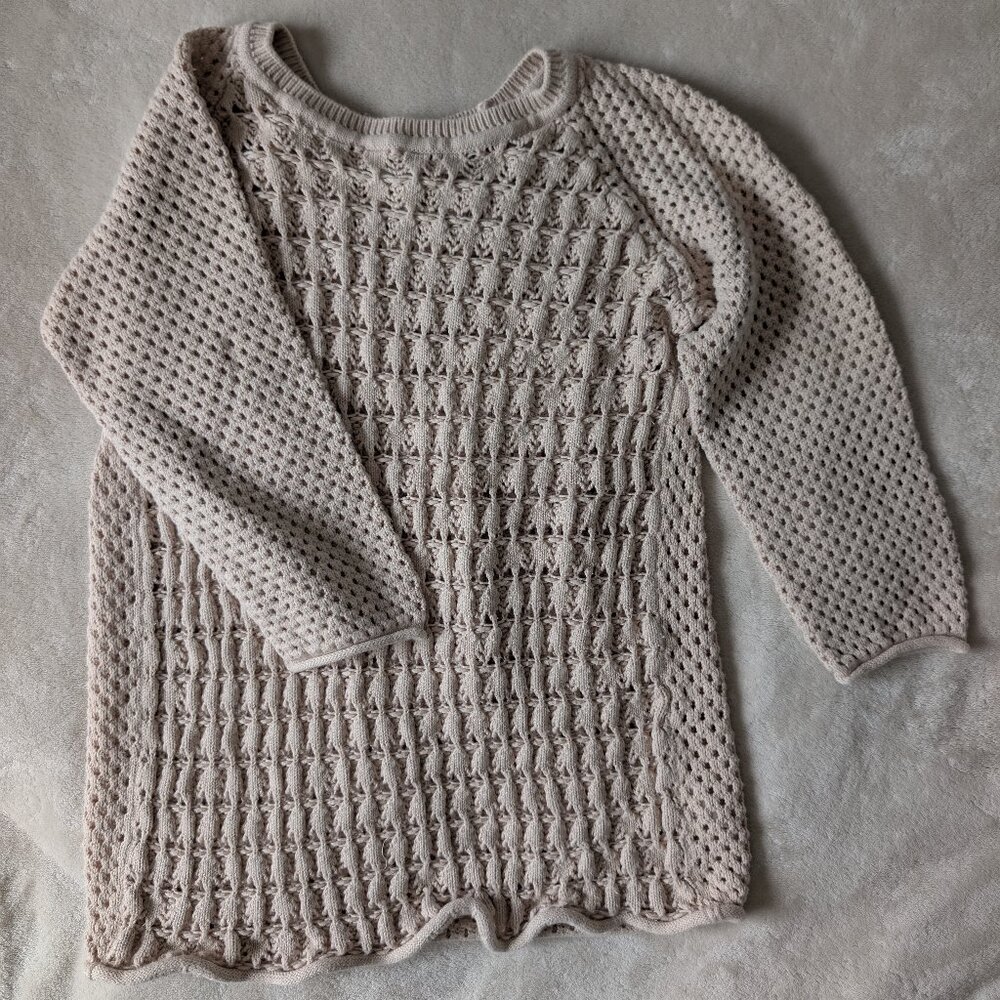 3/$30 Cotton blend cream colored crochet sweater